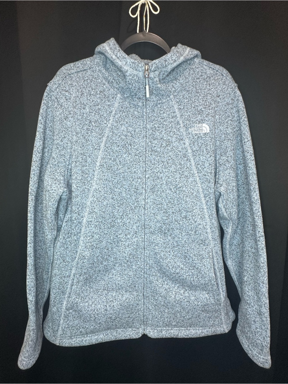 The North Face Heathered Light Blue Full-Zip Hooded Fleece